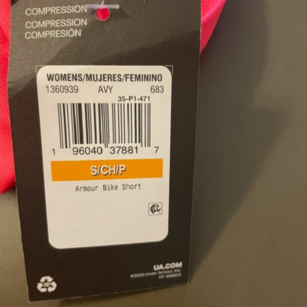 Under Armour compression High Rise women's bike shorts SM NWT bright pink - Picture 6 of 6